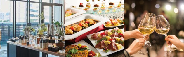 二次会の会場と料理と乾杯のイメージ